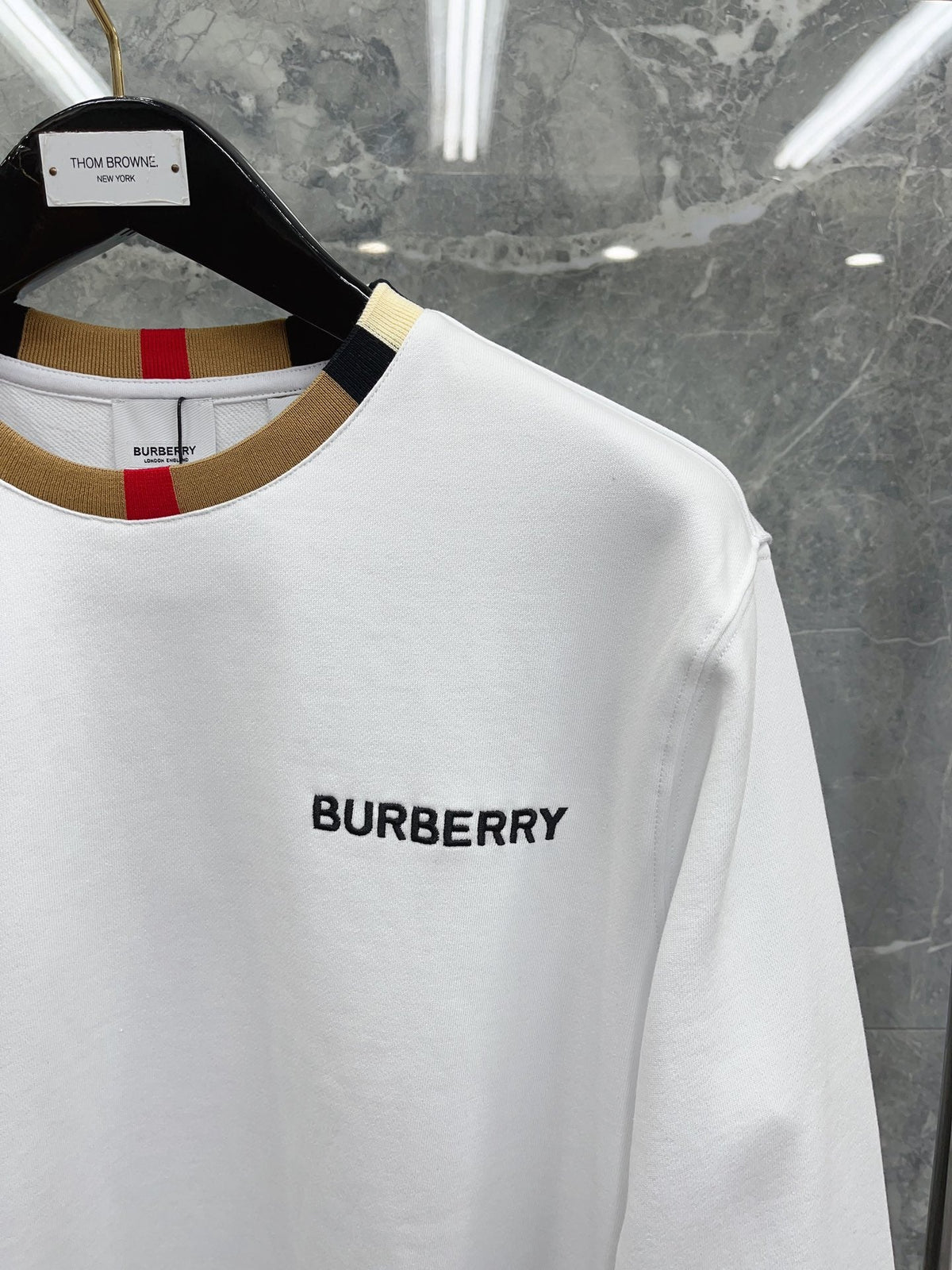 Weißes Baumwoll-T-Shirt mit Kontrastkragen – Herren