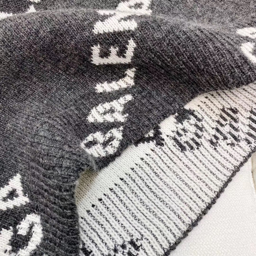 Schwarzes Jacquard-Rundhals-Sweatshirt mit Text-Print – Herren