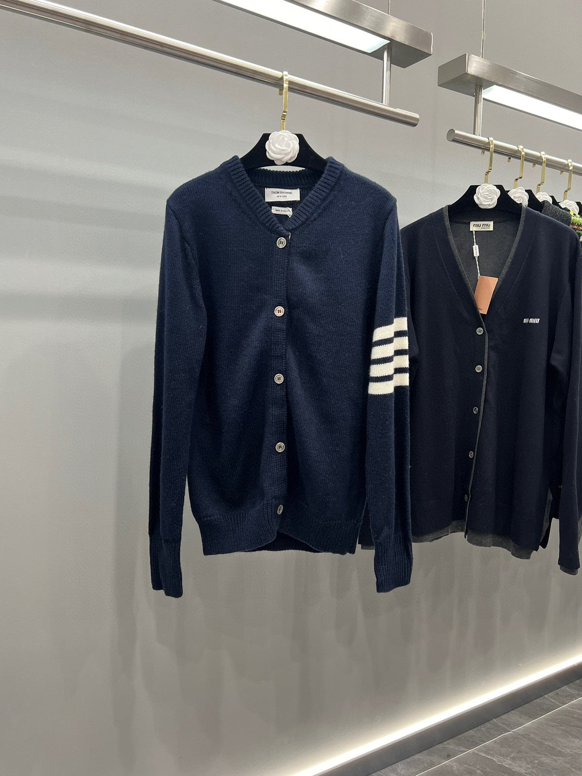4-Bar Cardigan Navy Knit - Men's