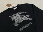Black Cotton Knight Print Crewneck - Men's