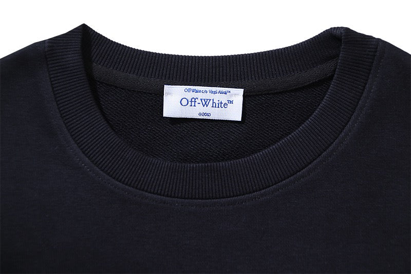 Black Cotton Patch Crewneck - Men's