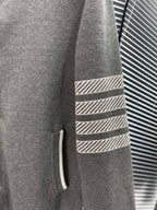 Marineblaue Strickjacke aus Wolle mit vier Streifen – Herren