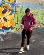 Pinker Baumwoll-Pullover mit Grafik – Herren