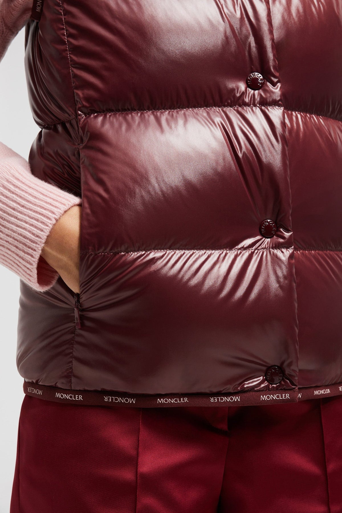 Badia Down Puffer Vest – crafted from nylon laqué Nylon laqué lining Down-filled Snap button closure Zipped – LUX VERSE Luxury Designer Fashion Outlet