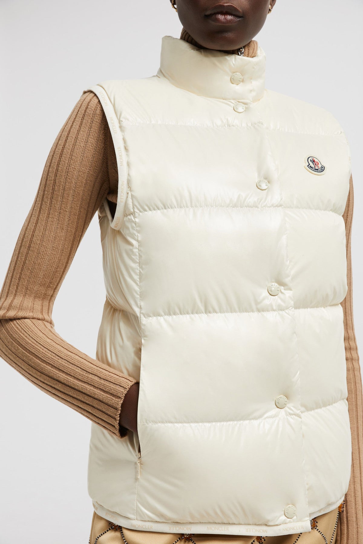Badia Down Puffer Vest – the Badia down vest is crafted from nylon laqué—an iconic material with a luxurious – LUX VERSE Luxury Designer Fashion Outlet