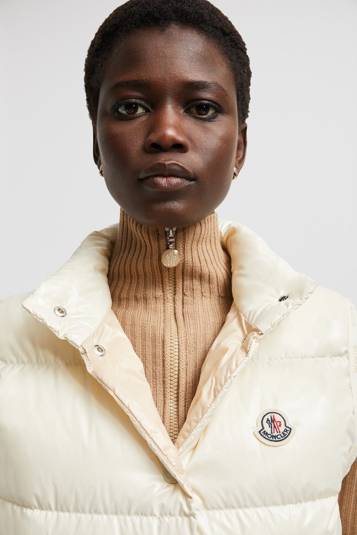 Badia Down Puffer Vest – crafted from nylon laqué Nylon laqué lining Down-filled Snap button closure Zipped – LUX VERSE Luxury Designer Fashion Outlet