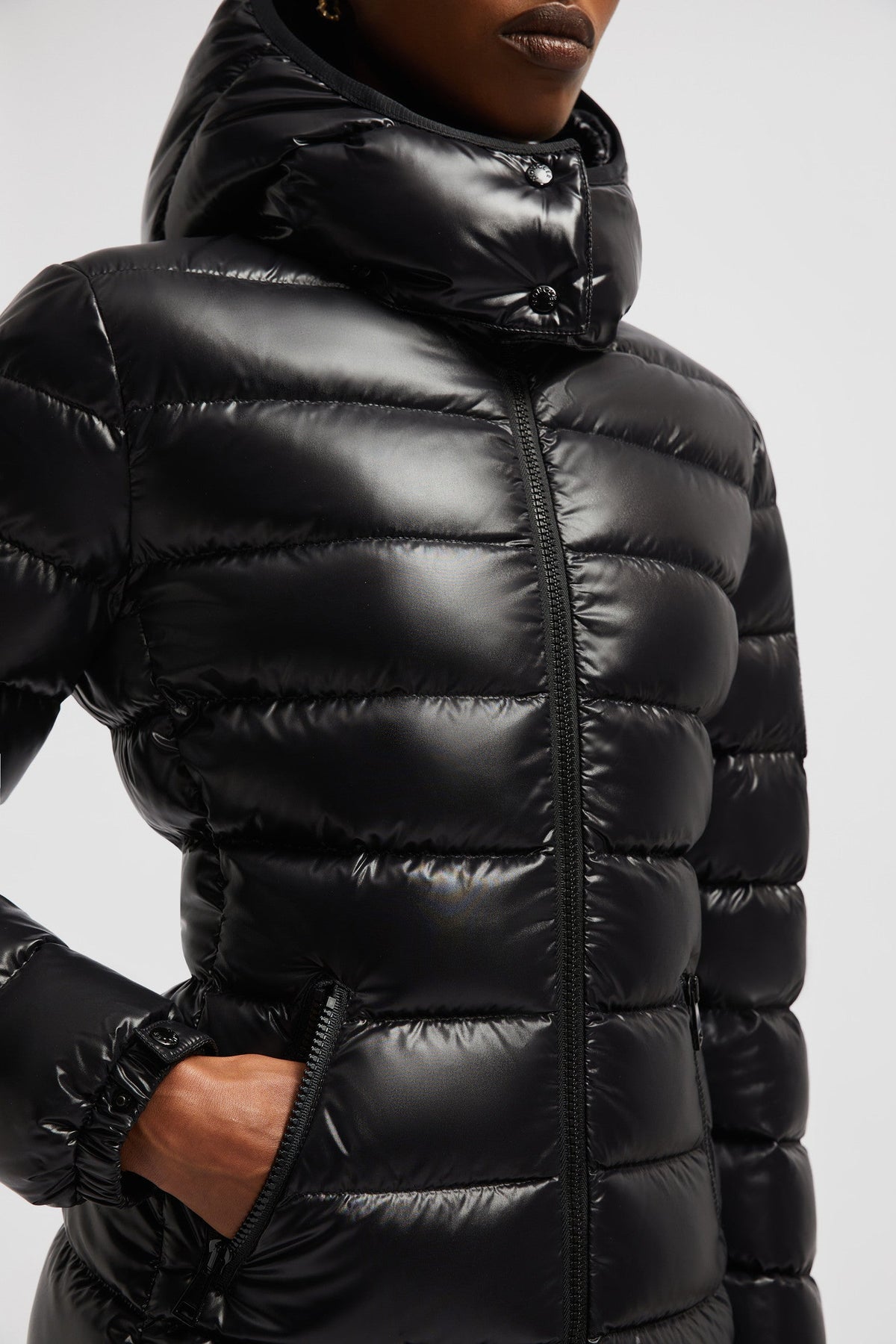Bady Short Down Jacket – a brand signature, a classic patch pocket, adorns the Bady's sleeve – LUX VERSE Luxury Designer Fashion Outlet