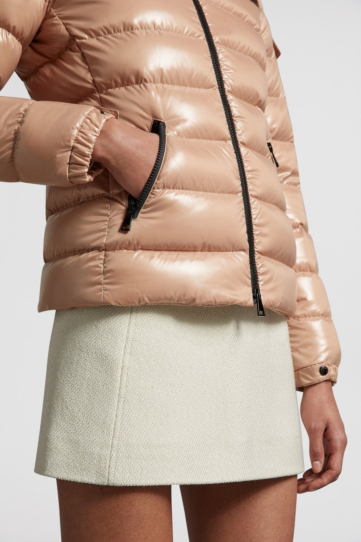 Bady Short Down Jacket – a brand signature, a classic patch pocket, adorns the Bady's sleeve – LUX VERSE Luxury Designer Fashion Outlet