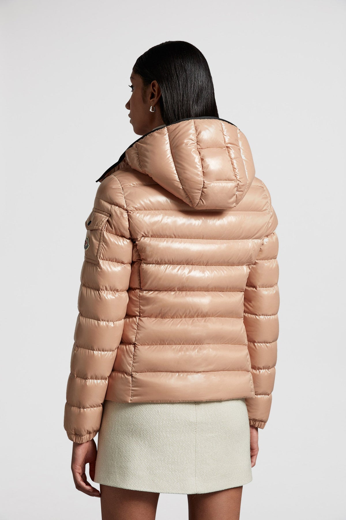 Bady Short Down Jacket – emblematic of DNA, the Bady down jacket for women is crafted from glossy nylon laqué – LUX VERSE Luxury Designer Fashion Outlet