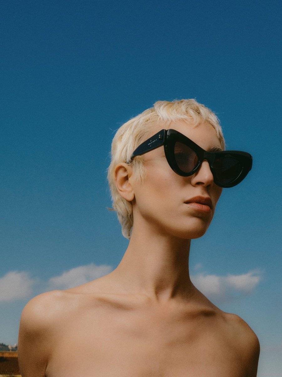 Black bold cat eye sunglasses – thick, cat-eye frames built in reverse – LUX VERSE Luxury Designer Fashion Outlet