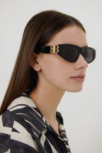 Black cat-eye BB sunglasses – logo lasered on right lens – LUX VERSE Luxury Designer Fashion Outlet