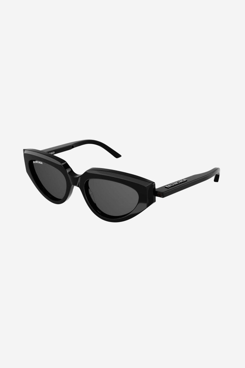 Black cat eye sunglasses with white logo – reverse Cat shape – LUX VERSE Luxury Designer Fashion Outlet