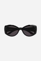 Black oval sunglasses – the lasered logo is enhanced with enamel and is placed on the top bevel reaching – LUX VERSE Luxury Designer Fashion Outlet
