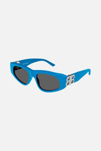 Blue and silver cat-eye BB sunglasses – vintage-inspired sinuous oval shape in acetate with statement symmetrically folding – LUX VERSE Luxury Designer Fashion Outlet