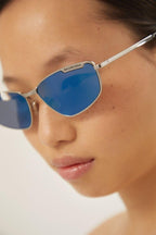 Blue metal cat eye sunglasses – the structure, becoming part of the metal wire – LUX VERSE Luxury Designer Fashion Outlet