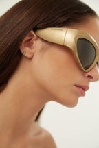 Bold wrap around gold sunglasses – Swift black wrap around shades – LUX VERSE Luxury Designer Fashion Outlet