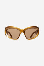 Bold wrap around gold sunglasses – a brand statement in terms of silhouette and fashion realism, these products will be – LUX VERSE Luxury Designer Fashion Outlet
