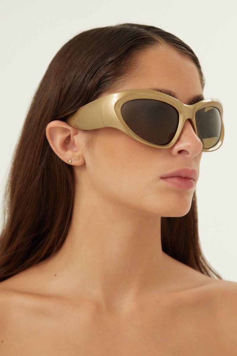 Bold wrap around gold sunglasses – Swift black wrap around shades – LUX VERSE Luxury Designer Fashion Outlet