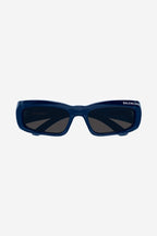 Dark blue rectangular sunglasses – the lasered logo is enhanced with enamel and is placed on the top bevel reaching – LUX VERSE Luxury Designer Fashion Outlet