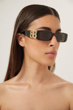Dynasty black sunglasses featuring BB gold logo – oversize square archetype shape – LUX VERSE Luxury Designer Fashion Outlet