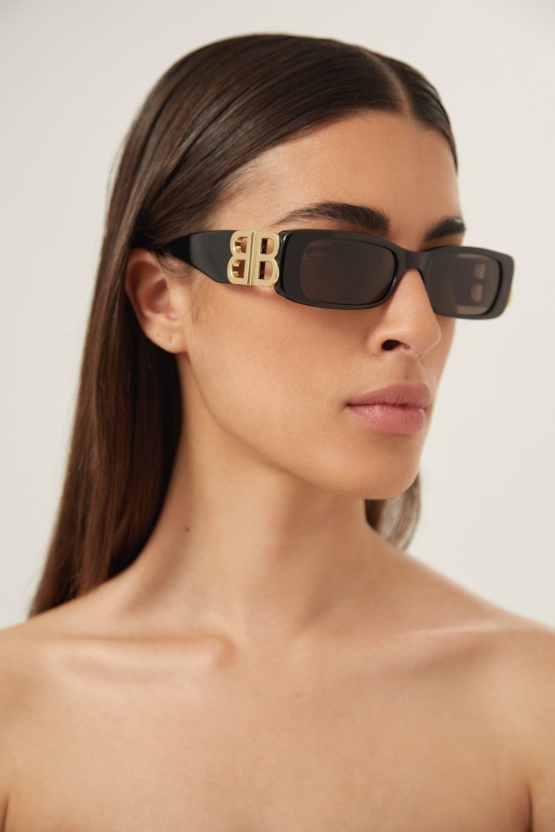 Dynasty black sunglasses featuring BB gold logo – oversize square archetype shape – LUX VERSE Luxury Designer Fashion Outlet