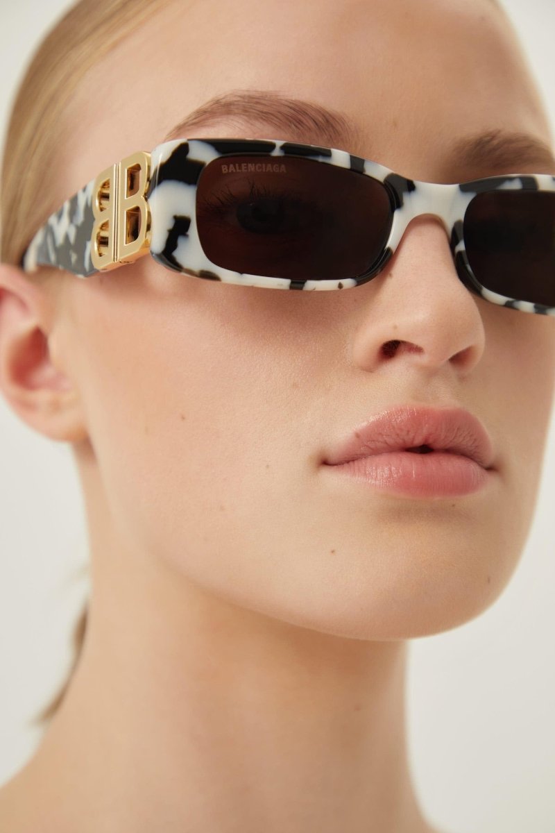 Dynasty zebra sunglasses – vintage-inspired narrow rectangular shape in acetate with statement symmetrically – LUX VERSE Luxury Designer Fashion Outlet