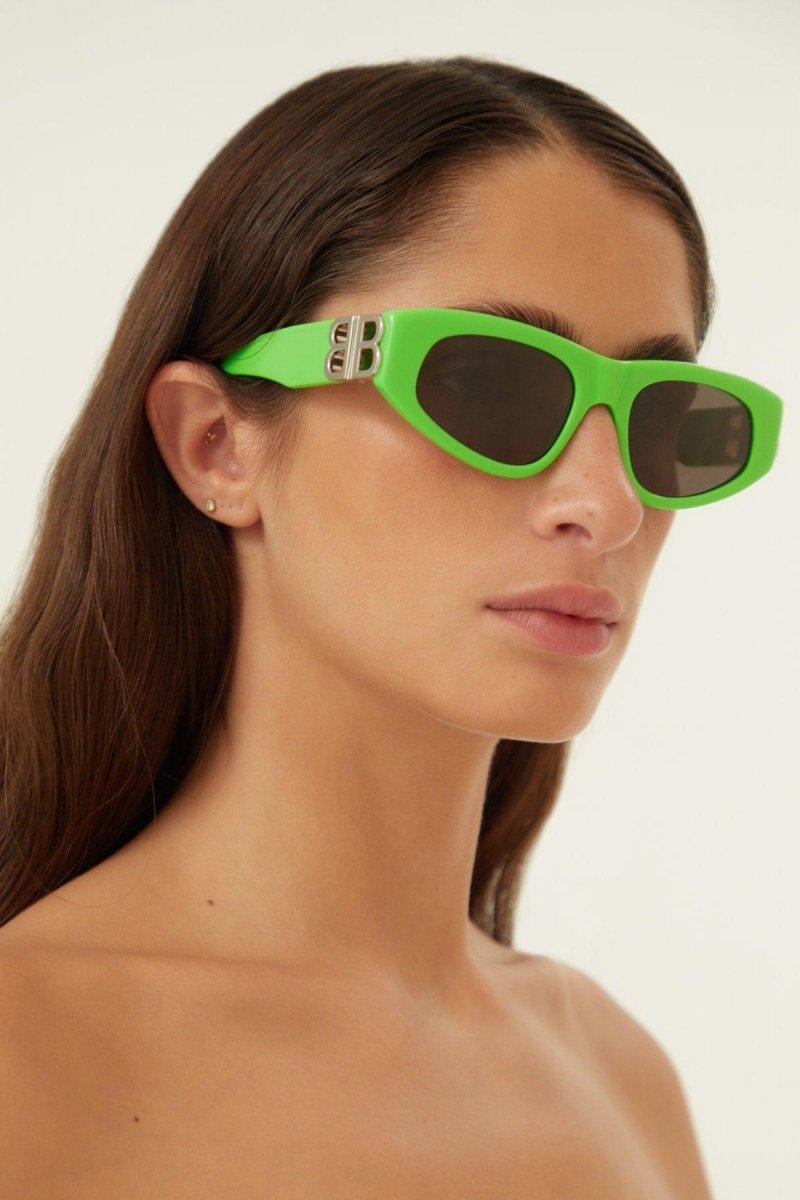 Green and silver cat-eye BB sunglasses – vintage-inspired sinuous oval shape in acetate with statement symmetrically folding – LUX VERSE Luxury Designer Fashion Outlet