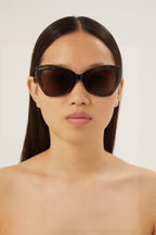 Havana oversize cat-eye sunglasses with BB logo – the execution is enriched by a peculiar tumbling finishing – LUX VERSE Luxury Designer Fashion Outlet