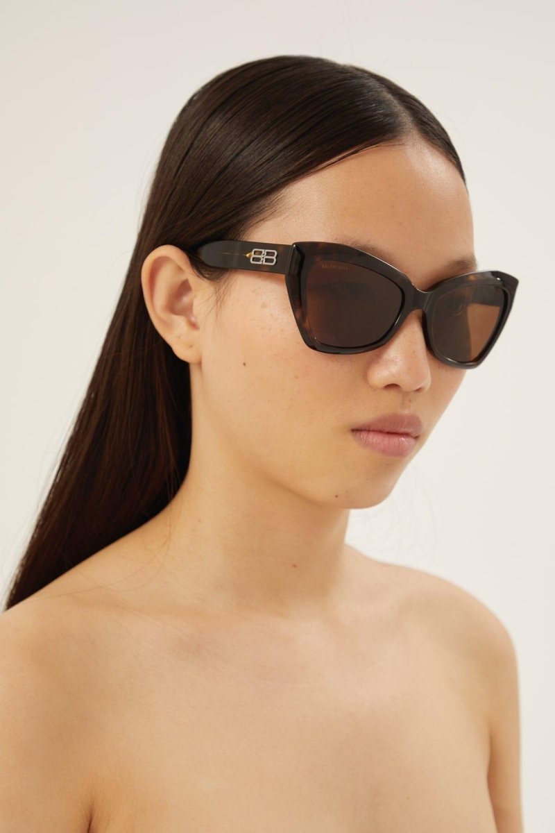 Havana oversize cat-eye sunglasses with BB logo – rive Gauche concept featuring BB logo inpired on the vintage logo – LUX VERSE Luxury Designer Fashion Outlet