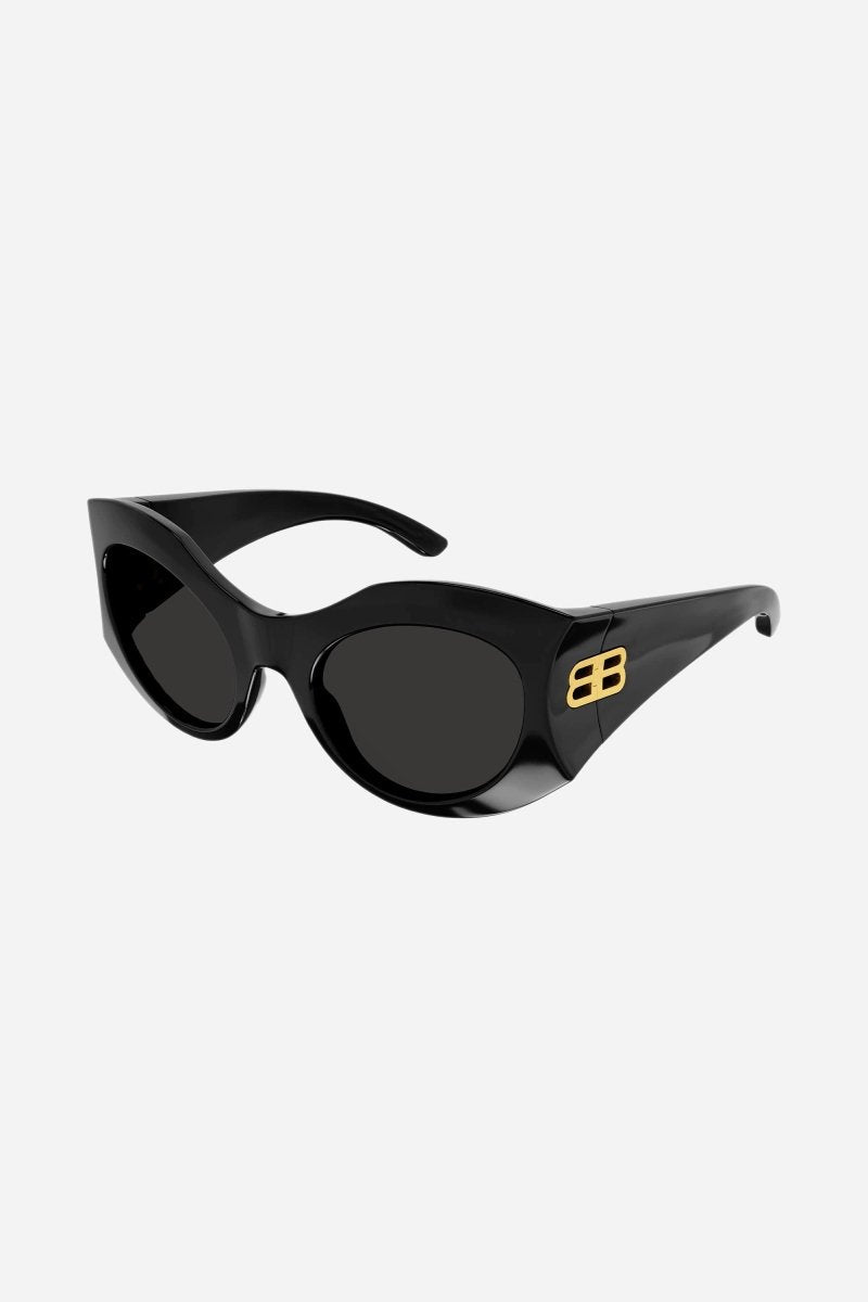 Hourglass round sunglasses in black – hourglass Round Sunglasses in black bio-based injected nylon with grey lenses – LUX VERSE Luxury Designer Fashion Outlet