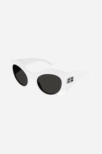 Hourglass round sunglasses in white – hourglass Round Sunglasses in black bio-based injected nylon with grey lenses – LUX VERSE Luxury Designer Fashion Outlet