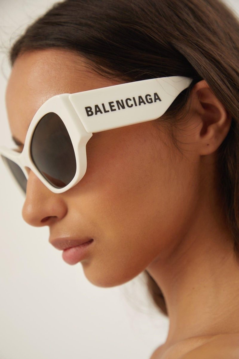 MAX butterfly sunglasses in white – bio-based and recycled content, with grey lenses – LUX VERSE Luxury Designer Fashion Outlet