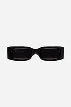 MAX rectangular flat sunglasses in black – renew, an acetate alternative partially made of bio-based and recycled – LUX VERSE Luxury Designer Fashion Outlet