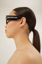 MAX rectangular flat sunglasses in black – renew, an acetate alternative partially made of bio-based and recycled – LUX VERSE Luxury Designer Fashion Outlet
