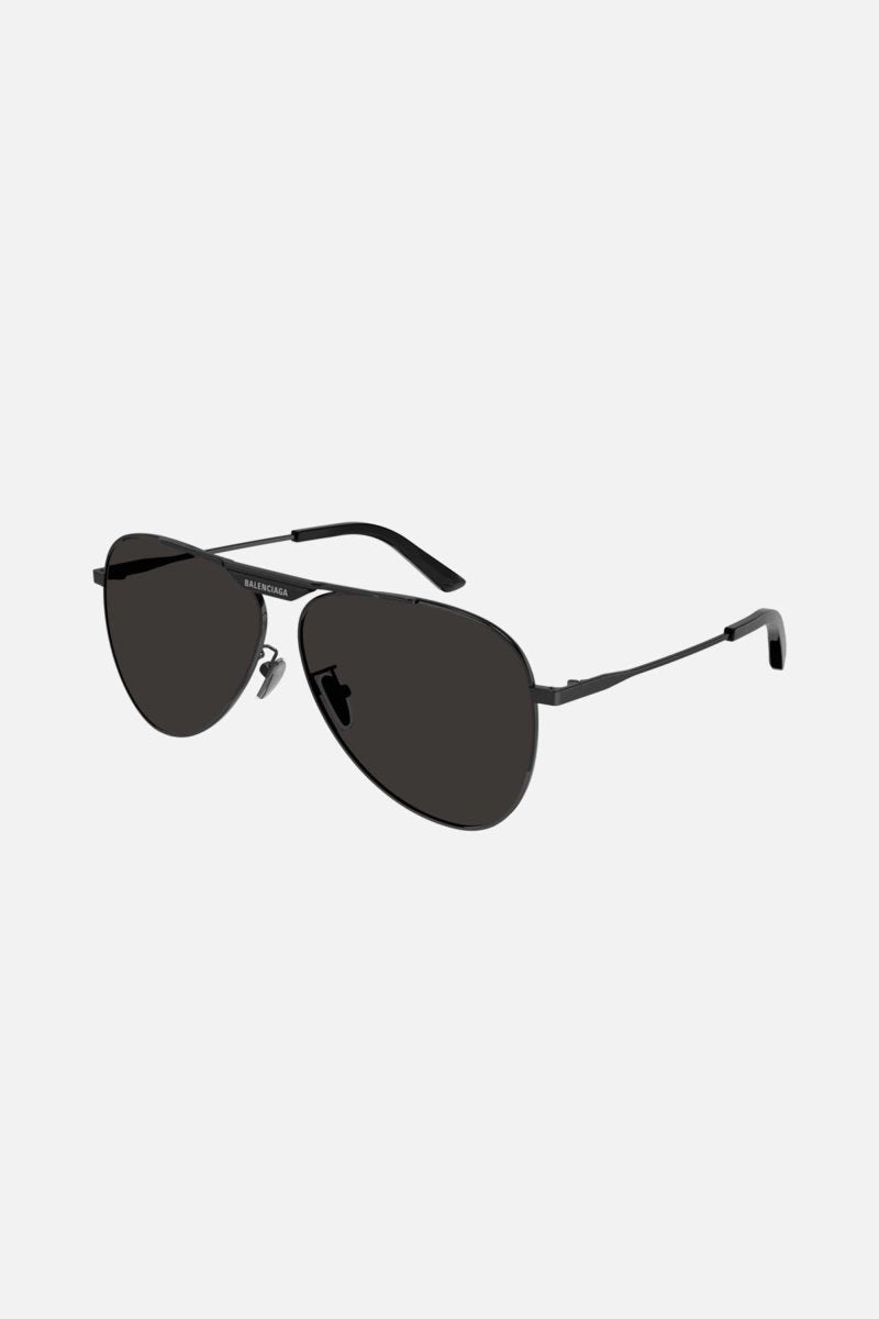 Metal pilot sunglasses with logo – full lettering logo on the front of the sunglasses in black – LUX VERSE Luxury Designer Fashion Outlet