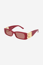 Micro red sunglasses featuring BB logo – featured on Show: statement Sunglasses in acetate with bold outlook yet slim – LUX VERSE Luxury Designer Fashion Outlet