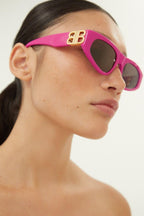 Pink and gold cat-eye BB sunglasses – vintage-inspired sinuous oval shape in acetate with statement symmetrically folding – LUX VERSE Luxury Designer Fashion Outlet