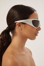 Skin XXL Cat sunglasses in silver – worn by Kim Kardashian in the latest Advertising campaign – LUX VERSE Luxury Designer Fashion Outlet