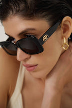 Slim rectangular black sunglasses – flat Rectangle 2.0 shape – LUX VERSE Luxury Designer Fashion Outlet