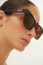Squared femenine havana sunglasses – unique 80’s opulent aesthetics – LUX VERSE Luxury Designer Fashion Outlet