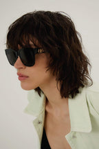 Ultra slim black cat-eye sunglasses – super light yet providing a sharp outlook – LUX VERSE Luxury Designer Fashion Outlet