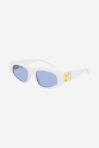 White cat-eye BB sunglasses – vintage-inspired sinuous oval shape in acetate with statement symmetrically folding – LUX VERSE Luxury Designer Fashion Outlet