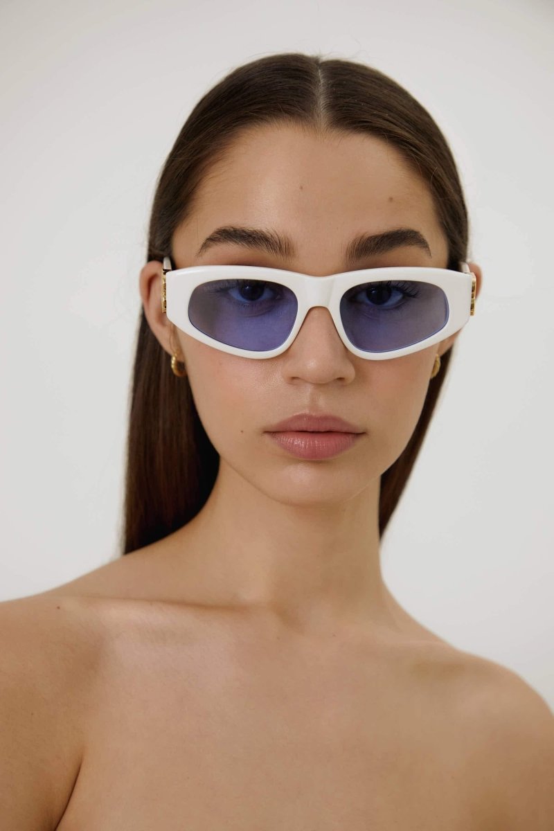White cat-eye BB sunglasses – available in classic colors or 80’s inspired color combinations – LUX VERSE Luxury Designer Fashion Outlet