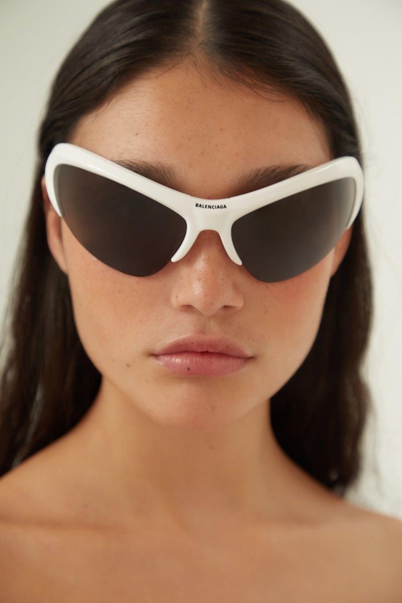 Wire CAT white sunglasses – Swift black wrap around shades – LUX VERSE Luxury Designer Fashion Outlet