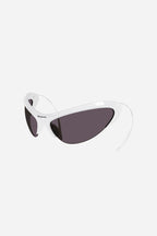 Wire CAT white sunglasses – Swift black wrap around shades – LUX VERSE Luxury Designer Fashion Outlet
