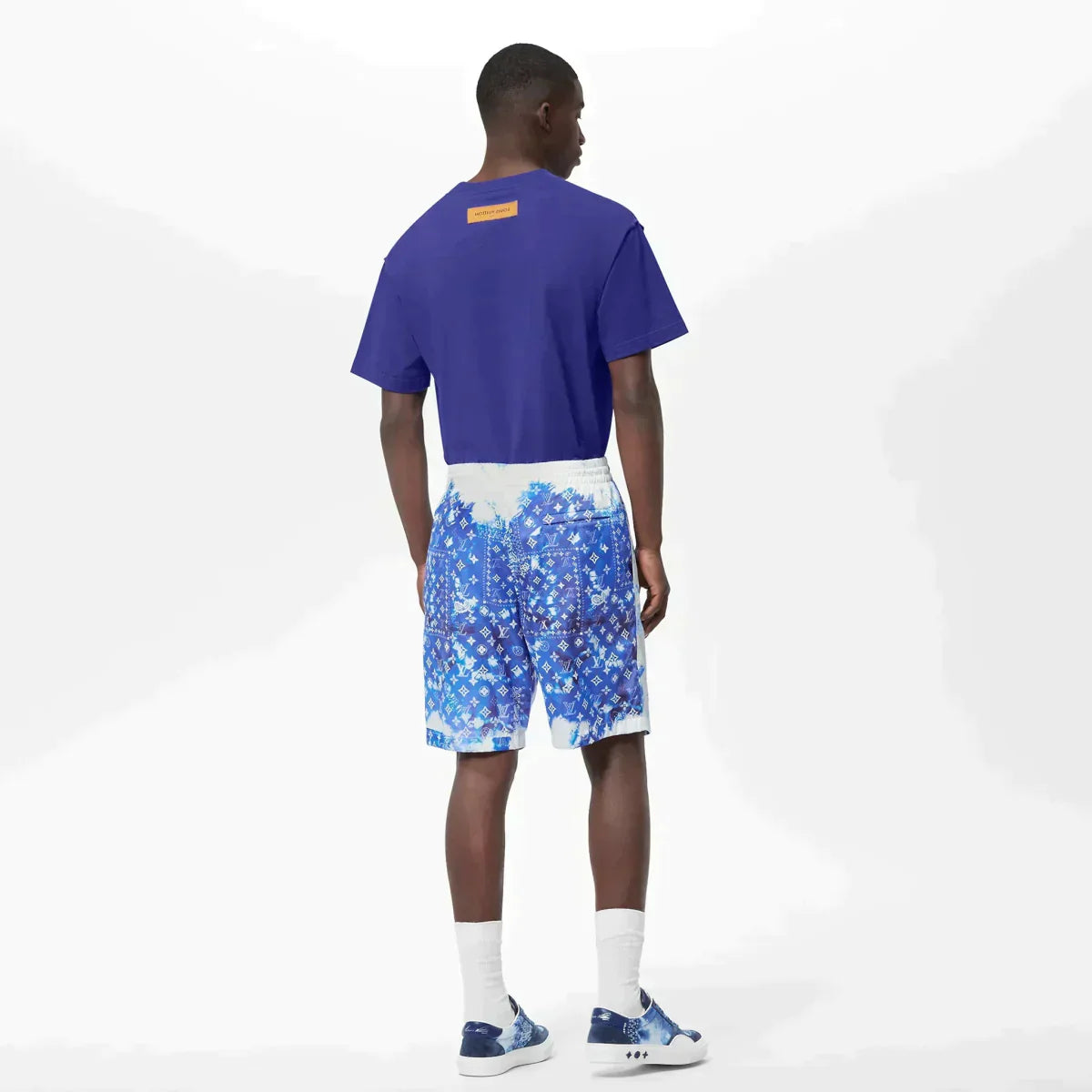 Bandana Board Swim Shorts – product details 100% Polyamide Indigo Regular Fit Model wears a M size Model – LUX VERSE Luxury Designer Fashion Outlet