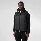 Beigefarbenes Nylon-Gilet mit Karomuster – Herren