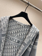 Marineblaues Jacquard-Monogramm-Panel-Rundhals-Sweatshirt – Herren