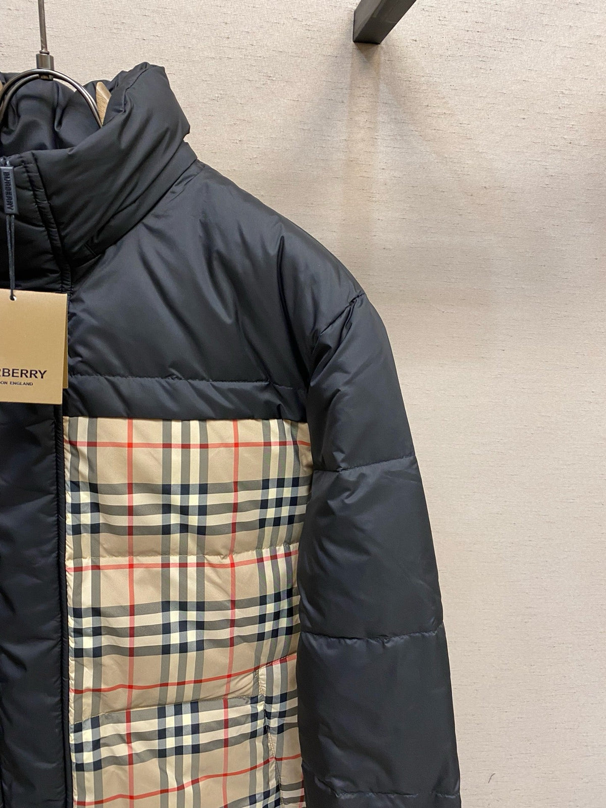 Black and Khaki Puffer Jacket - Men's