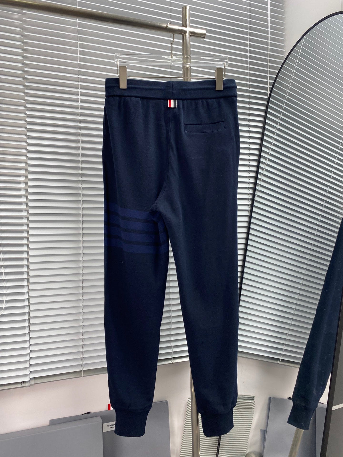 Navy Cotton Four-Bar Joggers - Men's